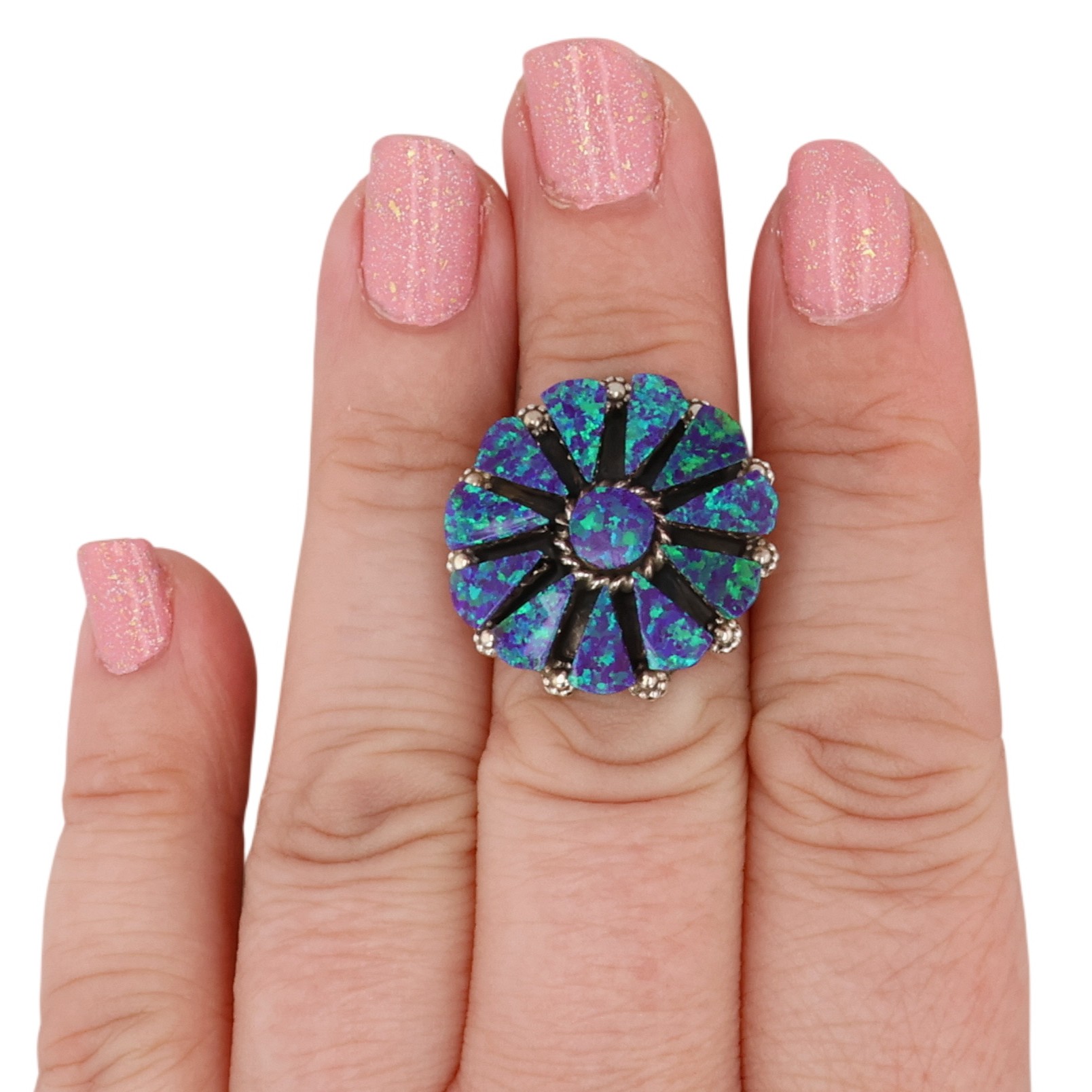 Delbert & Melinda Chavez Zuni Sterling Opal Ring Sz 6.75