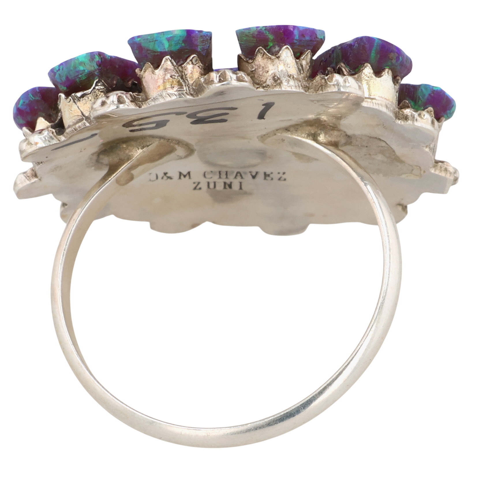 Delbert & Melinda Chavez Zuni Sterling Opal Ring Sz 6.75