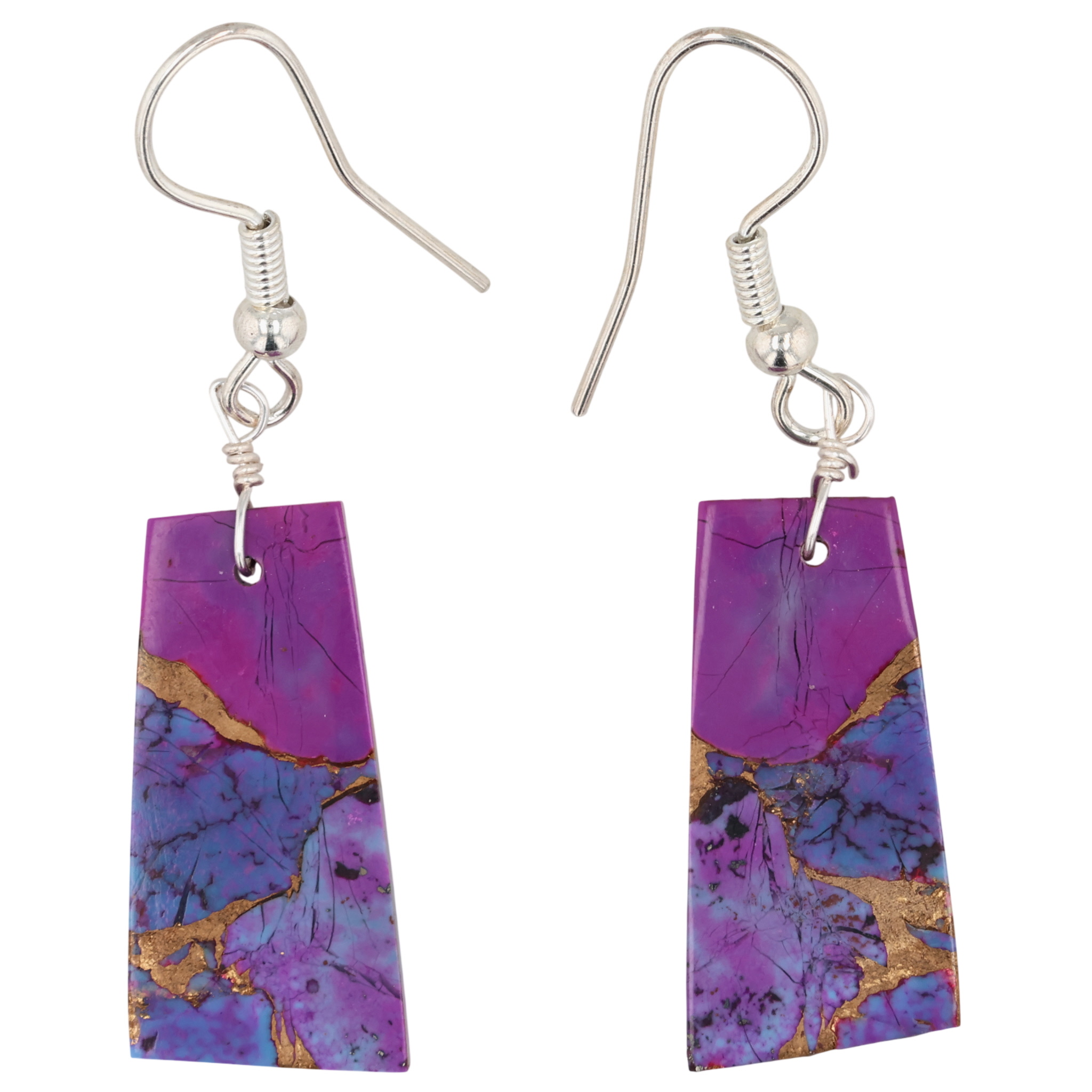 Southwest Sterling Violet Dahlia Slab Earrings