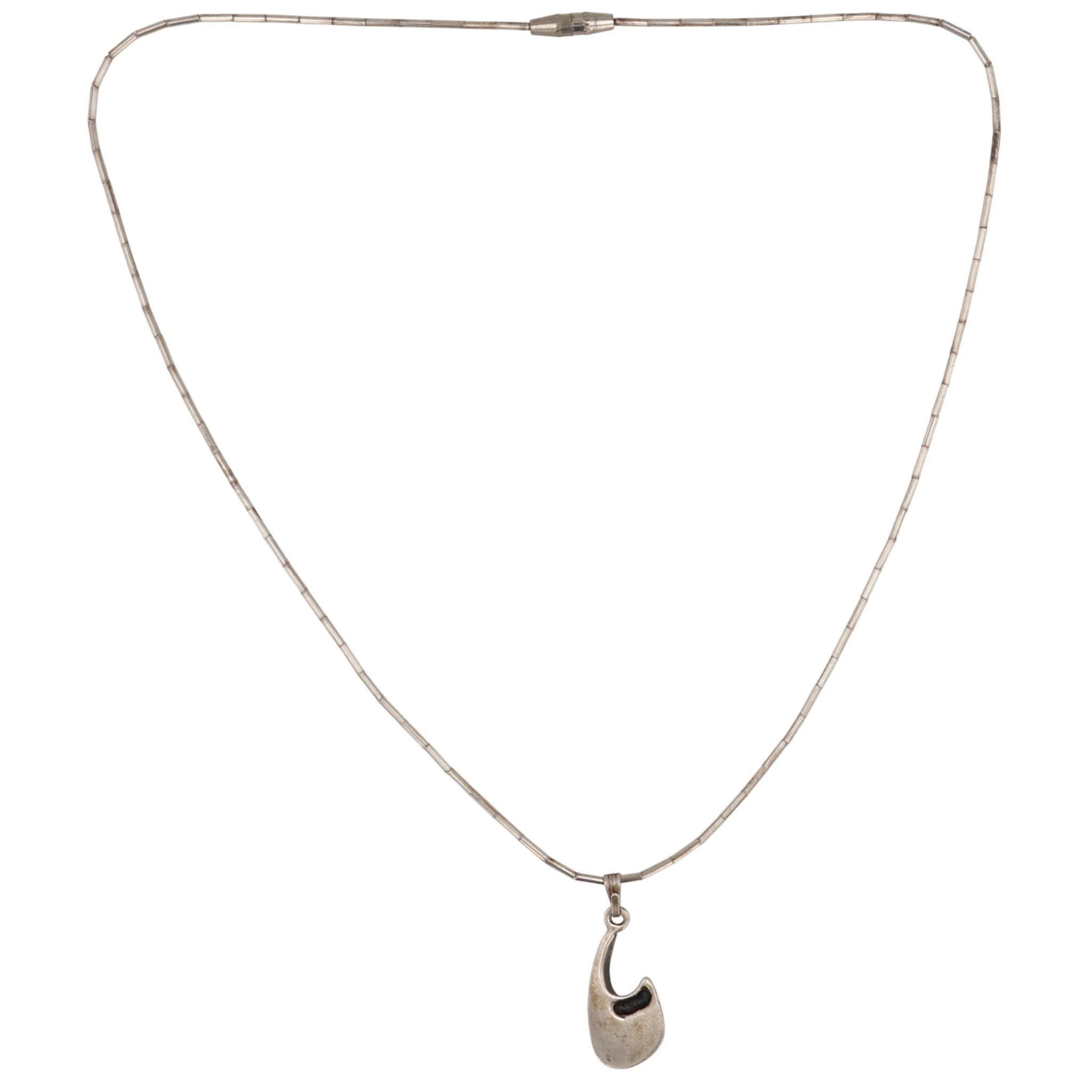 Southwest Sterling Turquoise Chip Inlay Liquid Silver Necklace