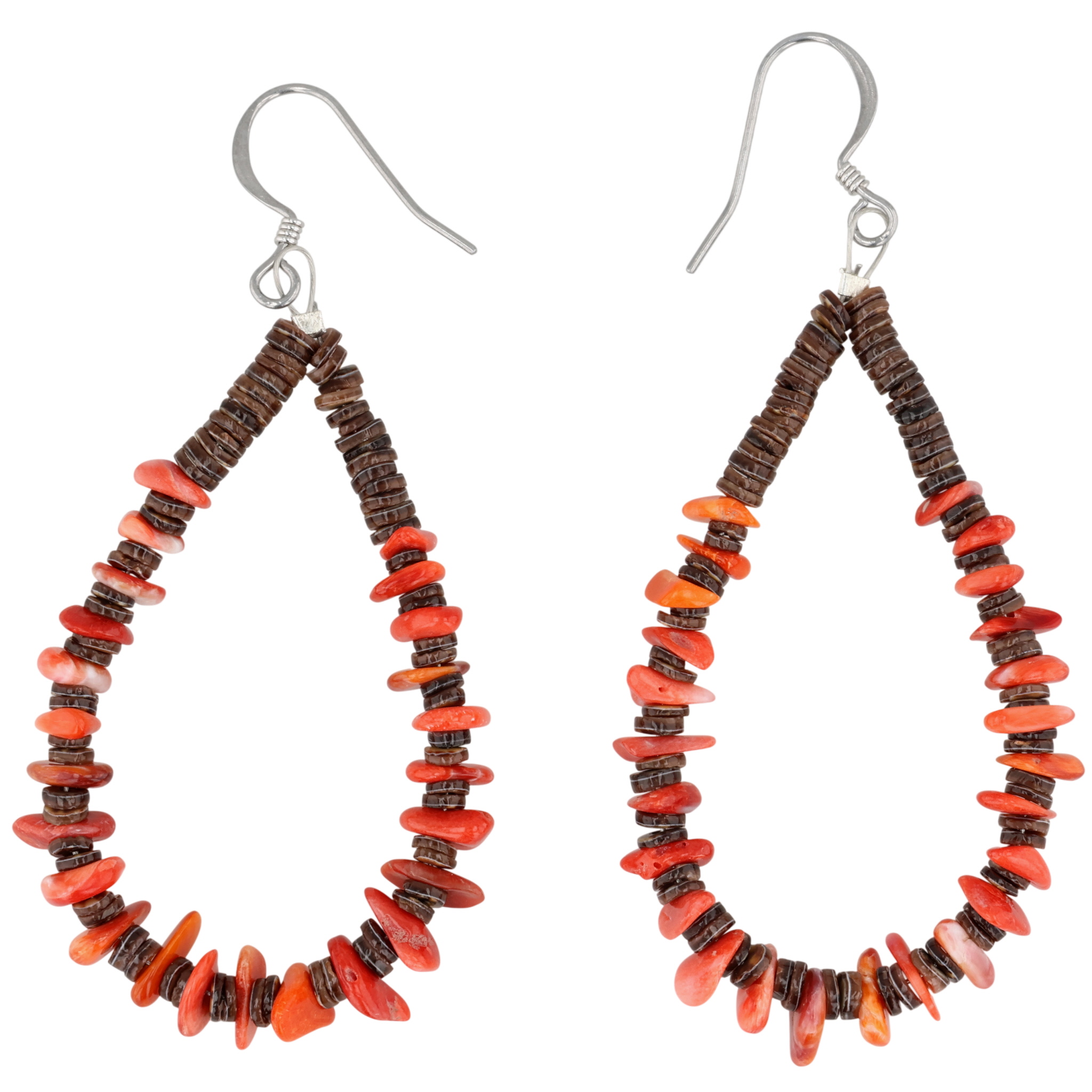 Southwest Sterling Spiny Oyster Heishi Earrings