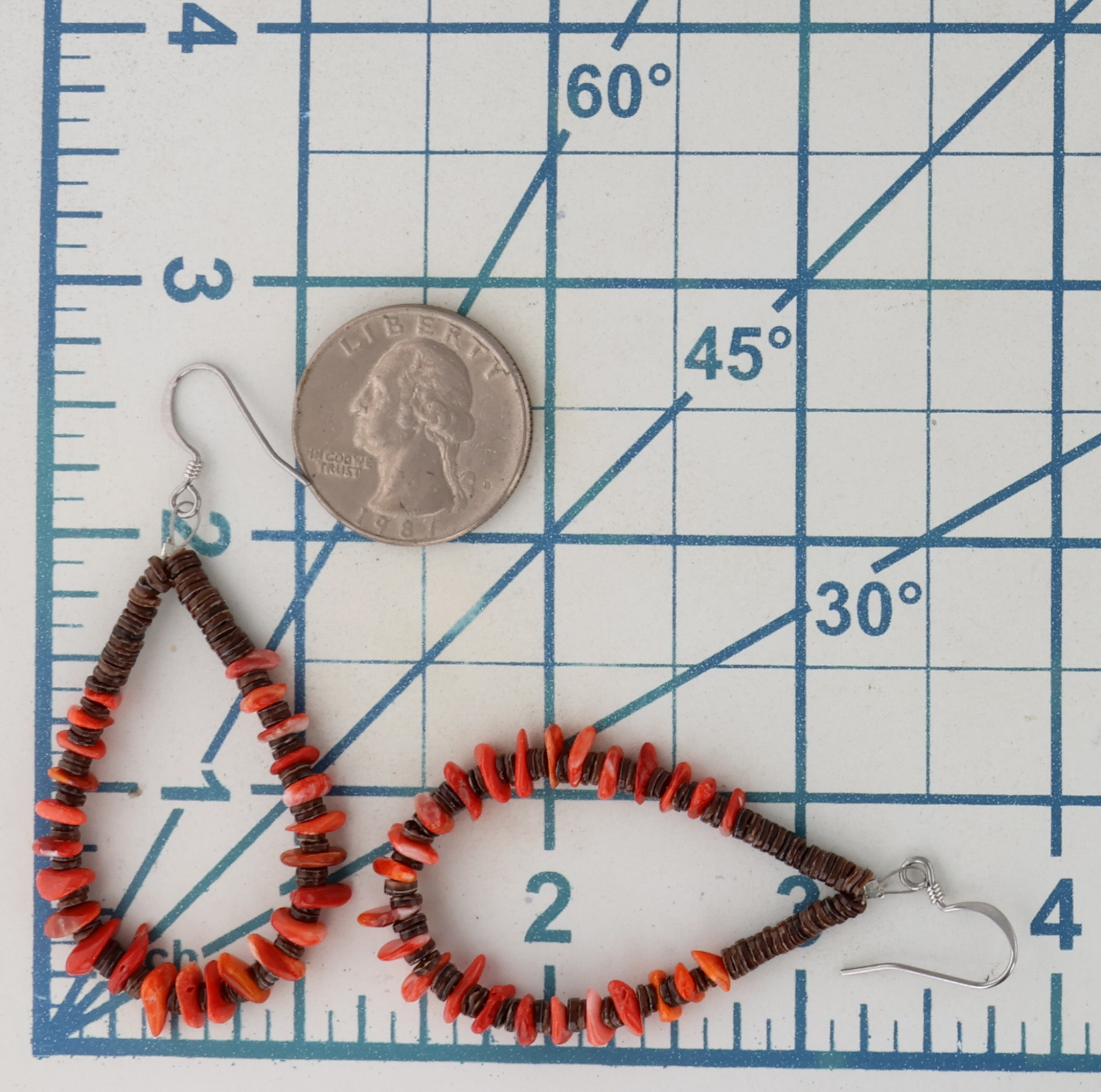 Southwest Sterling Spiny Oyster Heishi Earrings