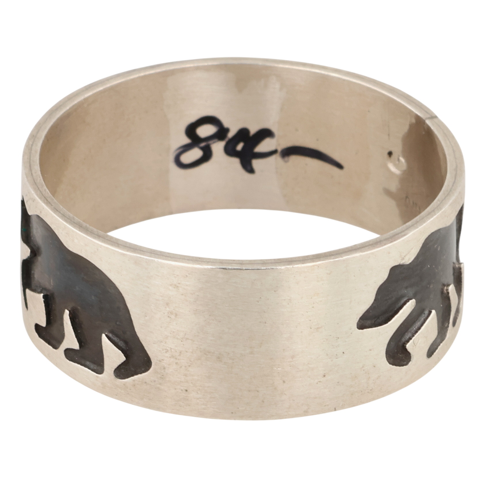 Grace Smith Navajo Sterling Bear Ring Sz 13.5