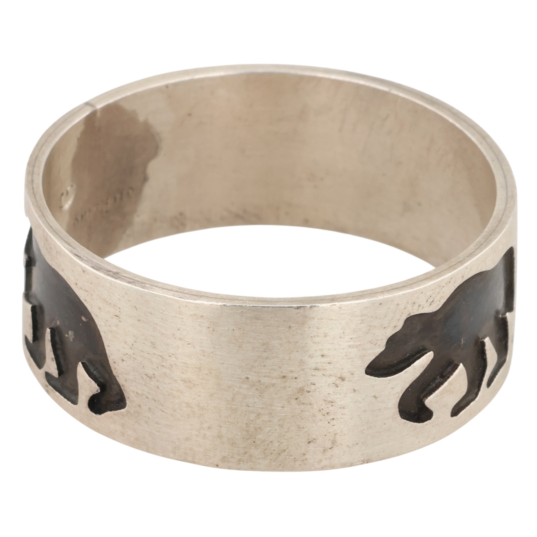 Grace Smith Navajo Sterling Bear Ring Sz 13.5