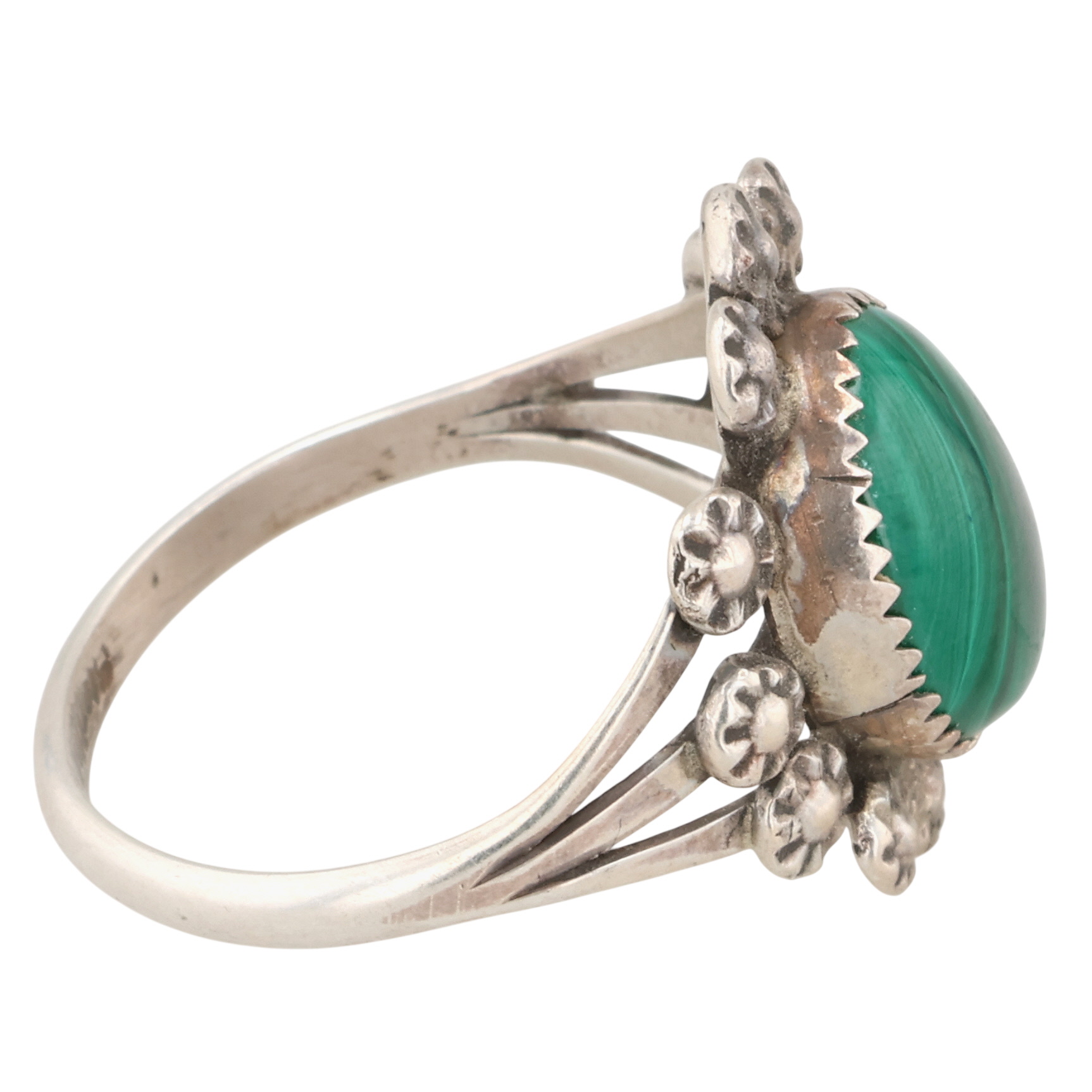 Navajo Sterling Malachite Ring Sz 8.75