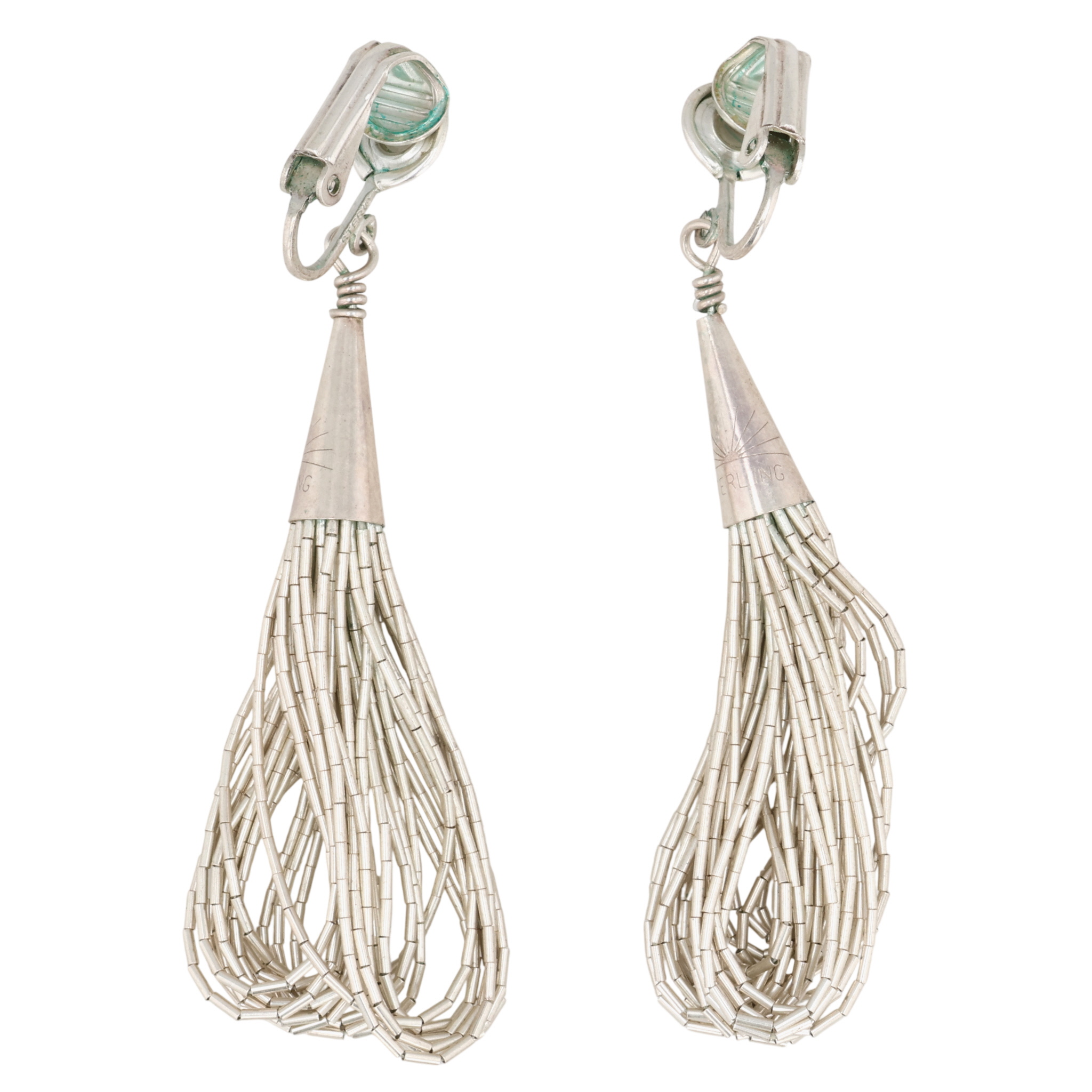 Southwest Sterling Liquid Silver Multi-Strand Earrings