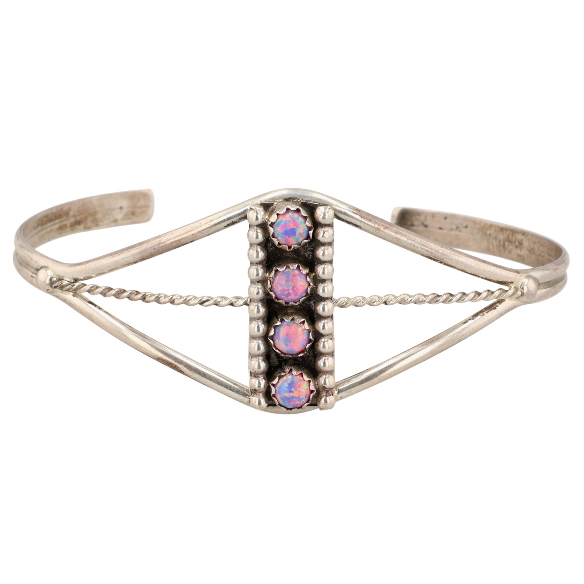 Navajo Sterling Opal Cuff Bracelet