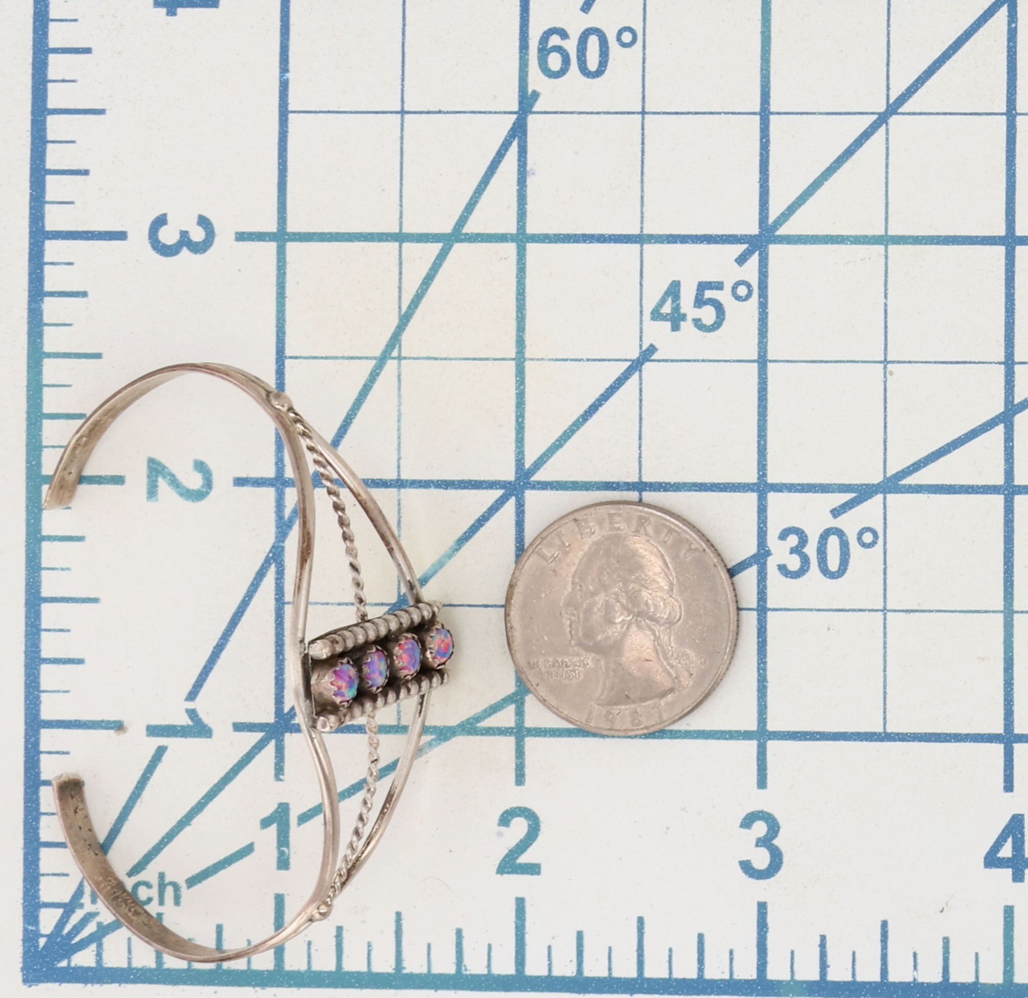 Navajo Sterling Opal Cuff Bracelet