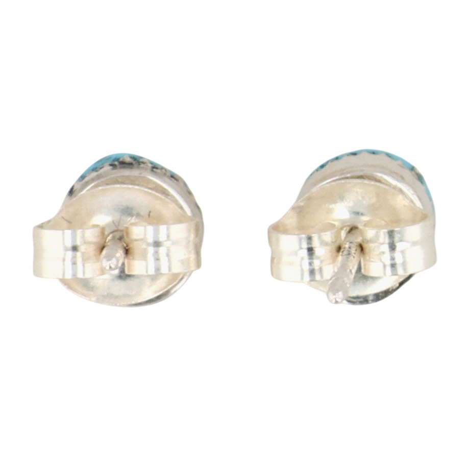 Rowena Laweka Zuni Sterling Turquoise Inlay Earrings