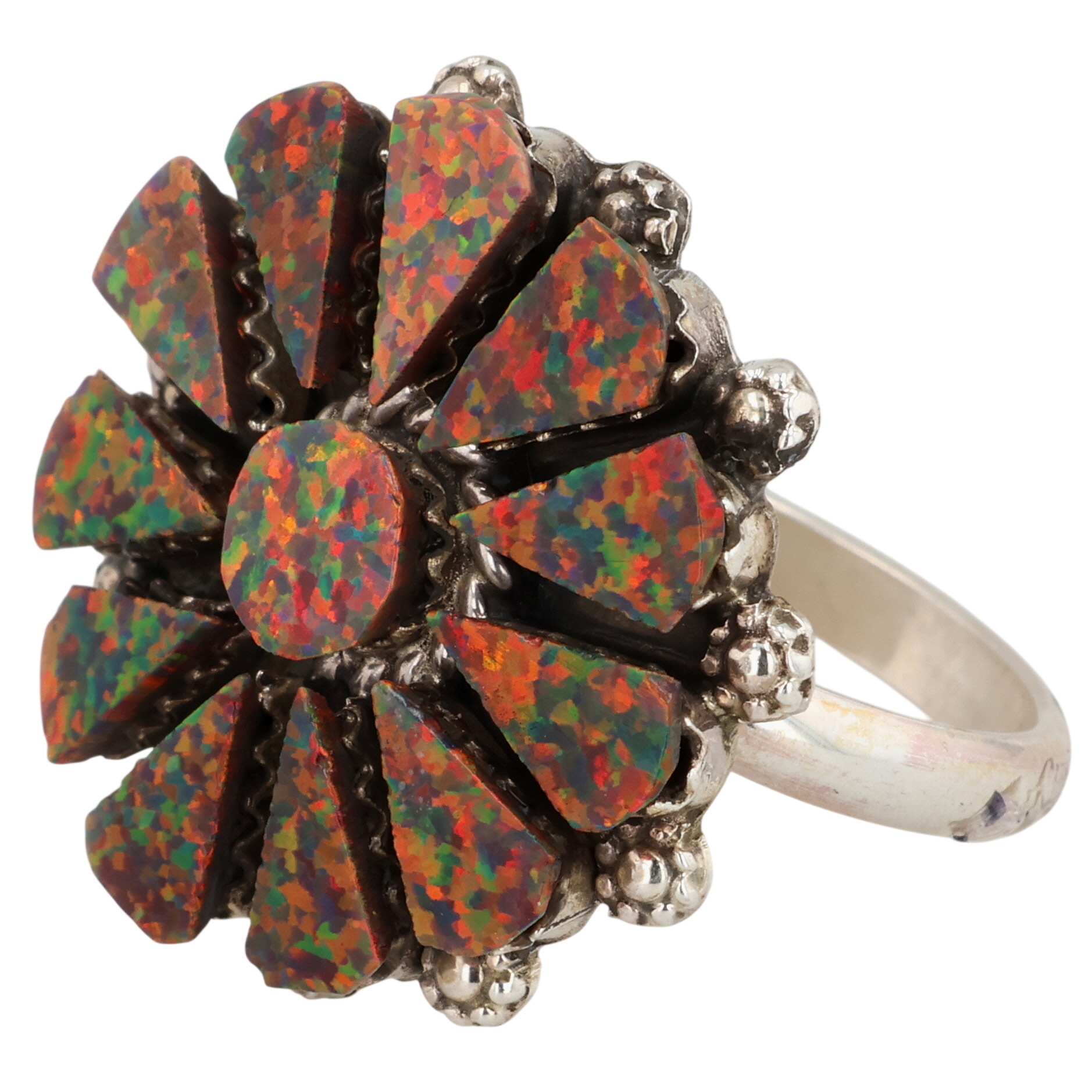 Delbert & Melinda Chavez Zuni Sterling Opal Ring Sz 8