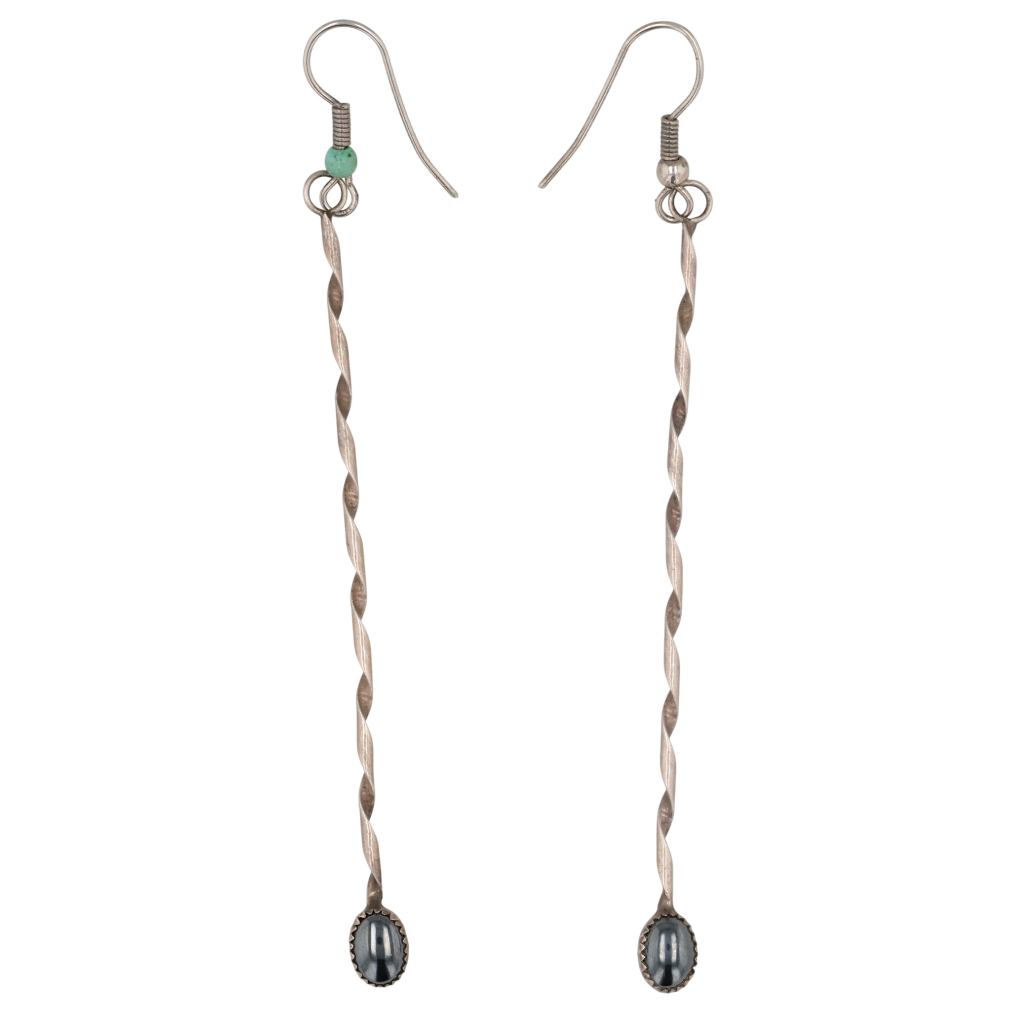 Southwest Sterling Hematite Spiral Earrings