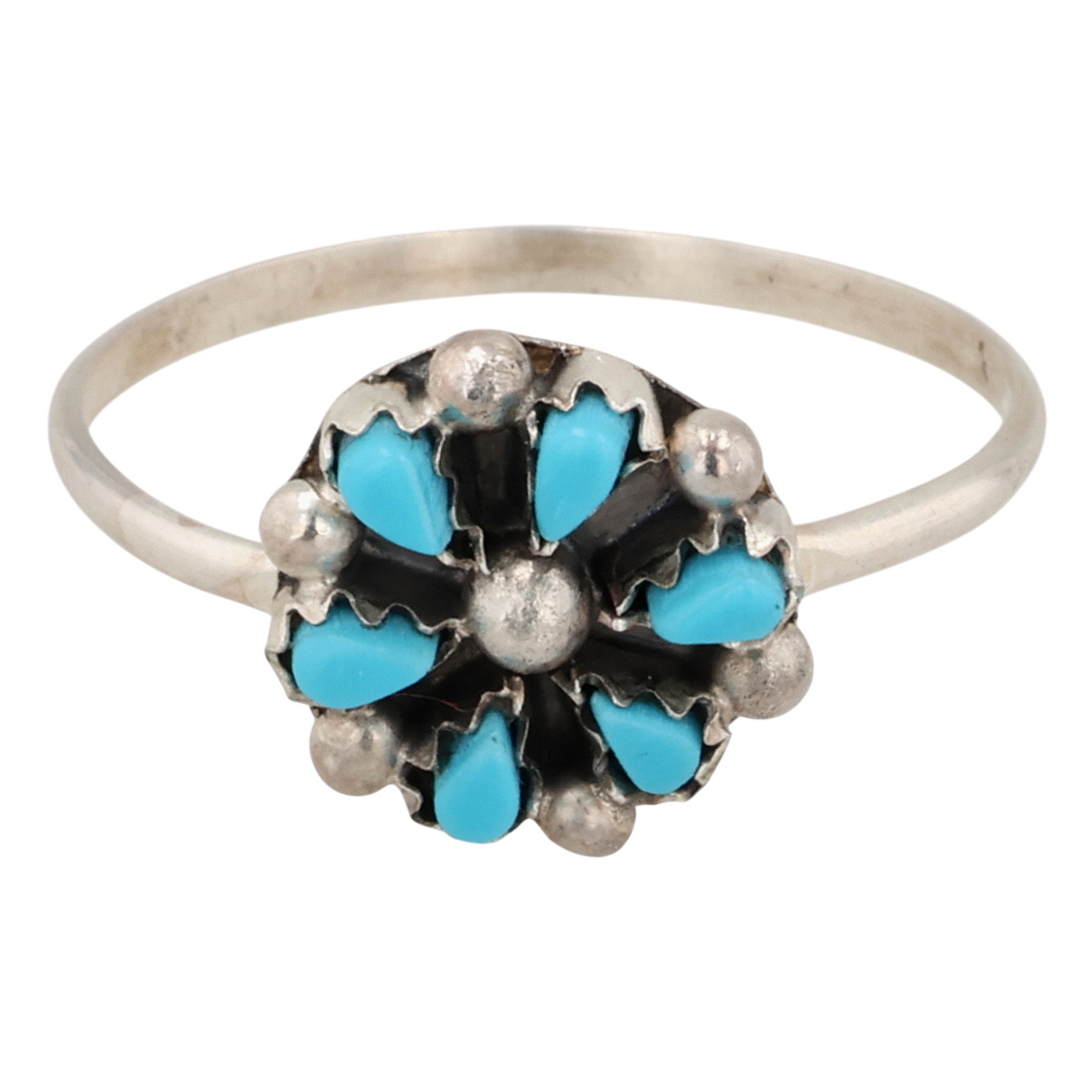 Tricia Leekity Zuni Sterling Turquoise Ring Sz 10.75