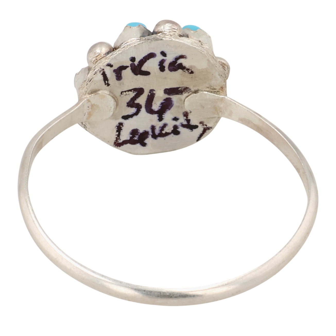 Tricia Leekity Zuni Sterling Turquoise Ring Sz 10.75