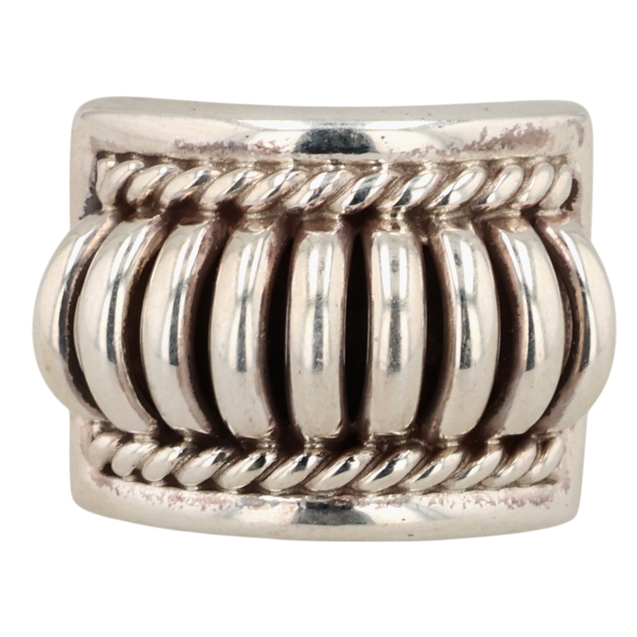 Thomas Charley Navajo Sterling Ribbed Ring Sz 5.75