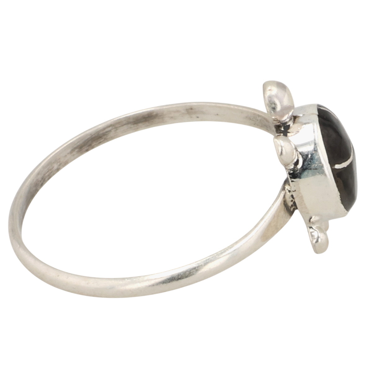 Zuni Sterling Onyx Inlay Turtle Ring Sz 7.75