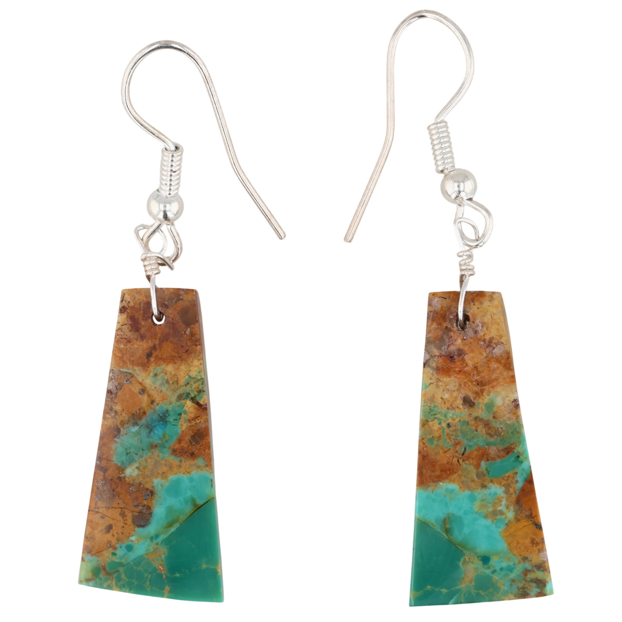 Southwest Sterling Turquoise Slab Earrings