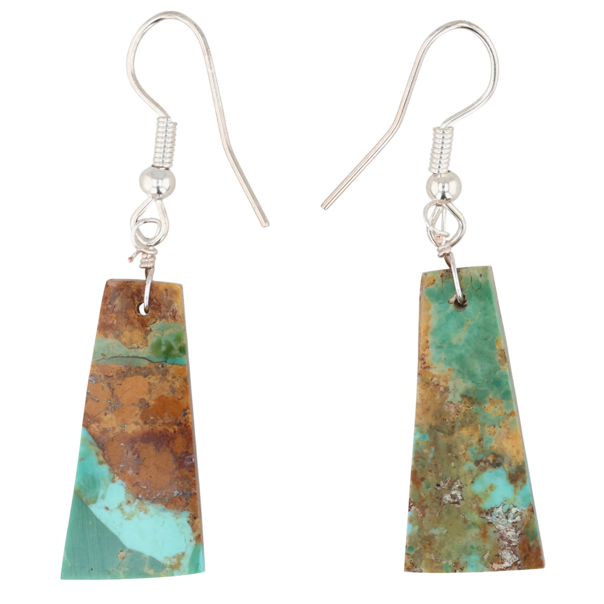 Southwest Sterling Turquoise Slab Earrings