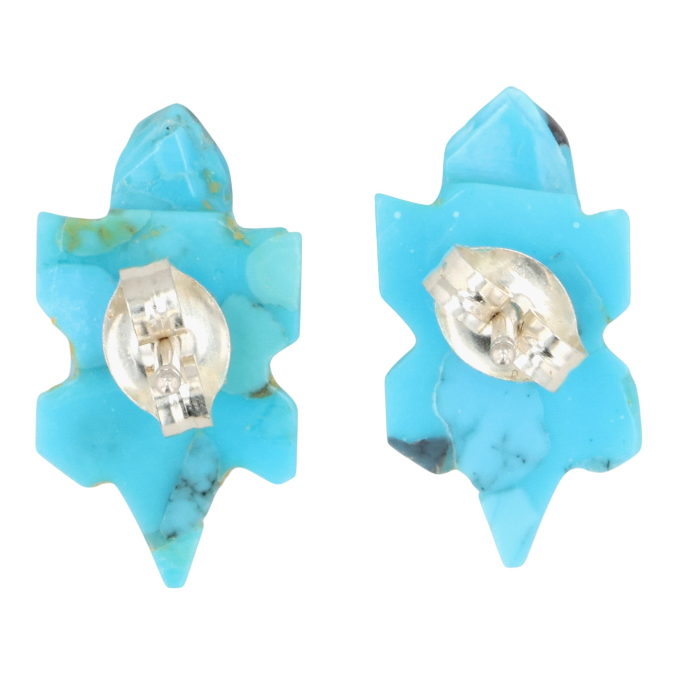 Chris McCabe Navajo Sterling Turquoise Carved Lizard Earrings