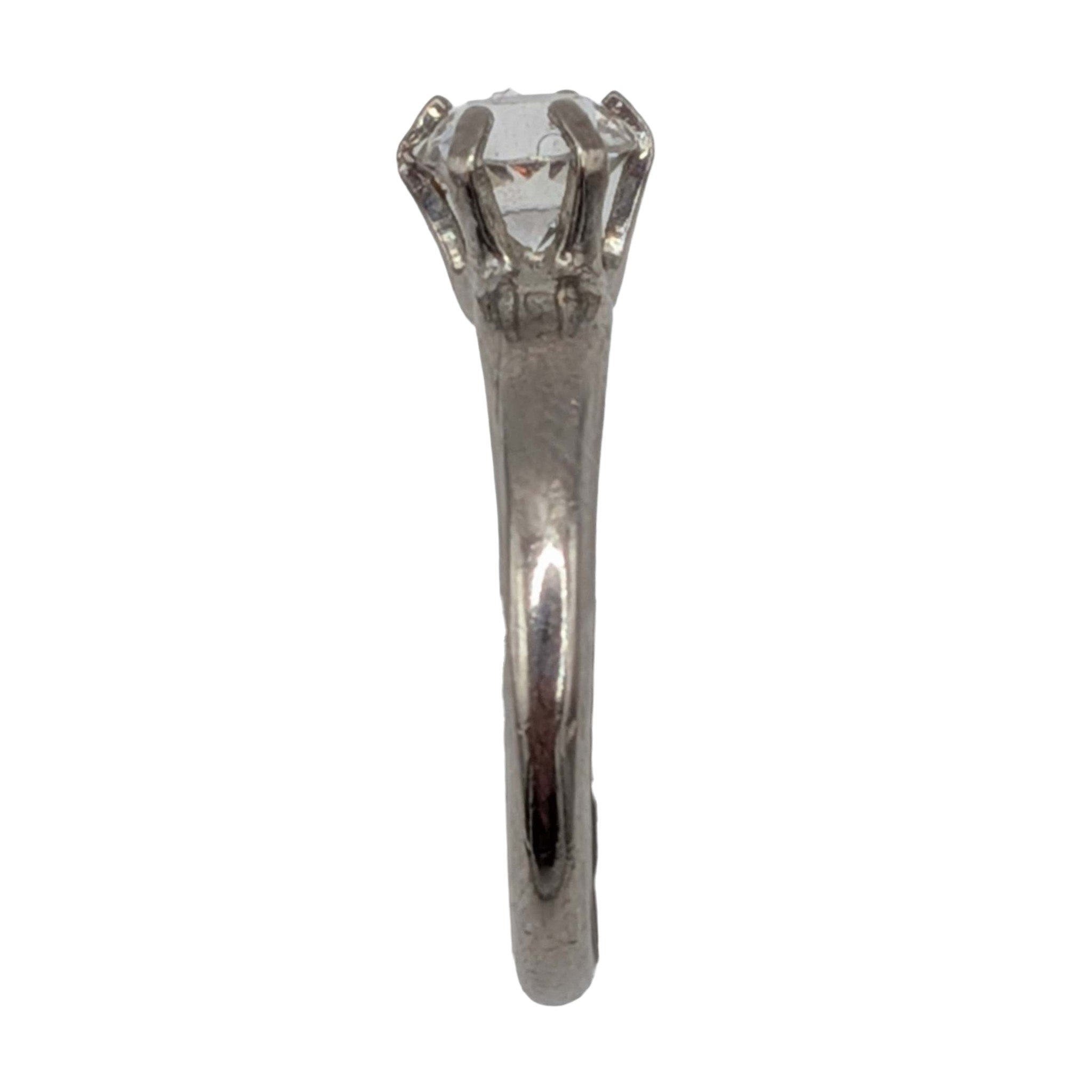 Signed Sterling Silver Rhinestone Classic Solitaire Ring Size 4