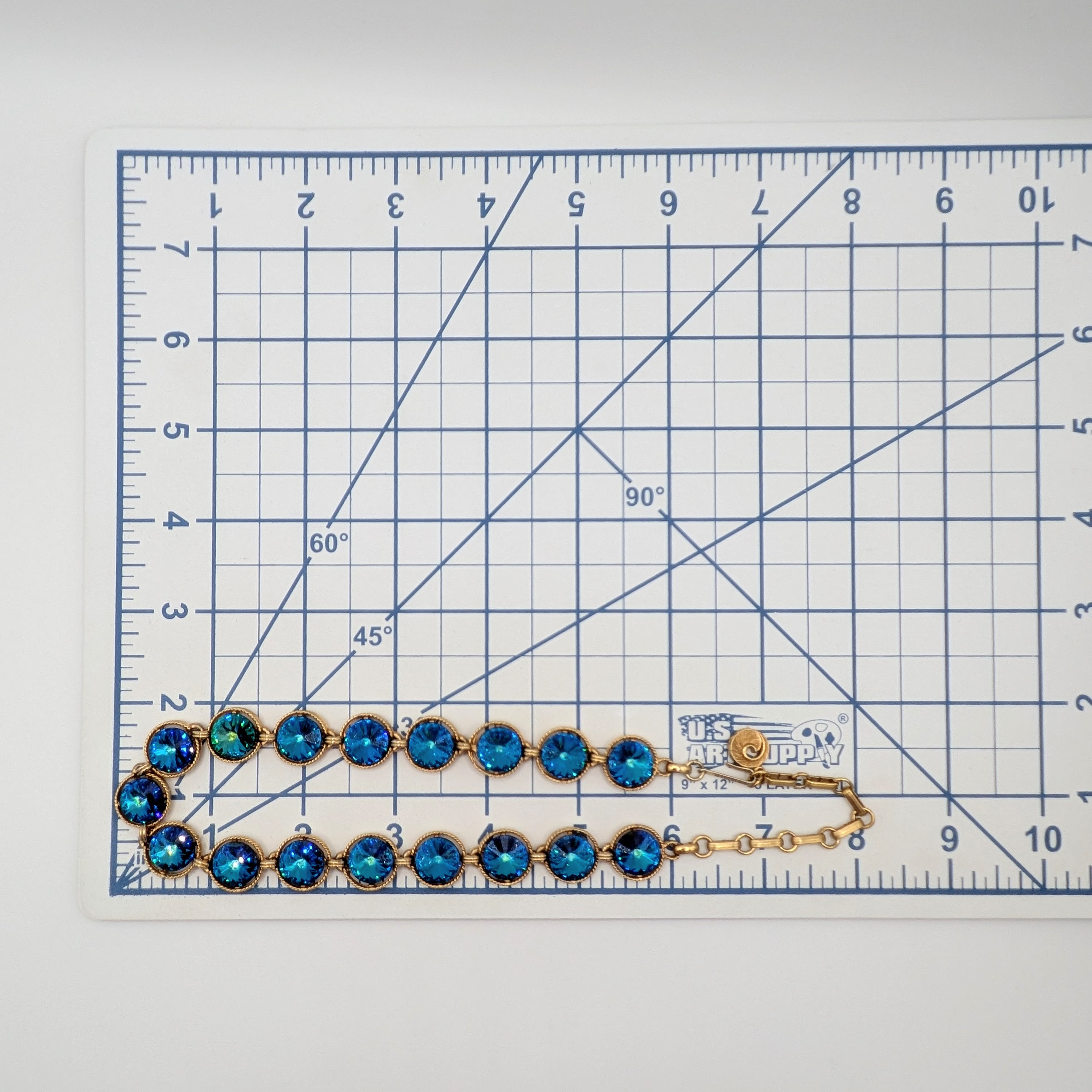 Lisner Gold Tone Blue Rhinestone Link Necklace