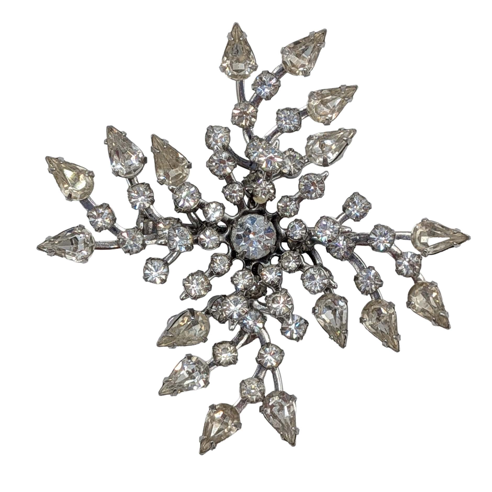 Kramer Silver Tone Rhinestone Starburst Brooch