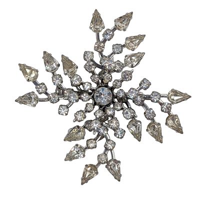 Kramer Silver Tone Rhinestone Starburst Brooch. Kramer Silver Tone Metal, White Rhinestone 
