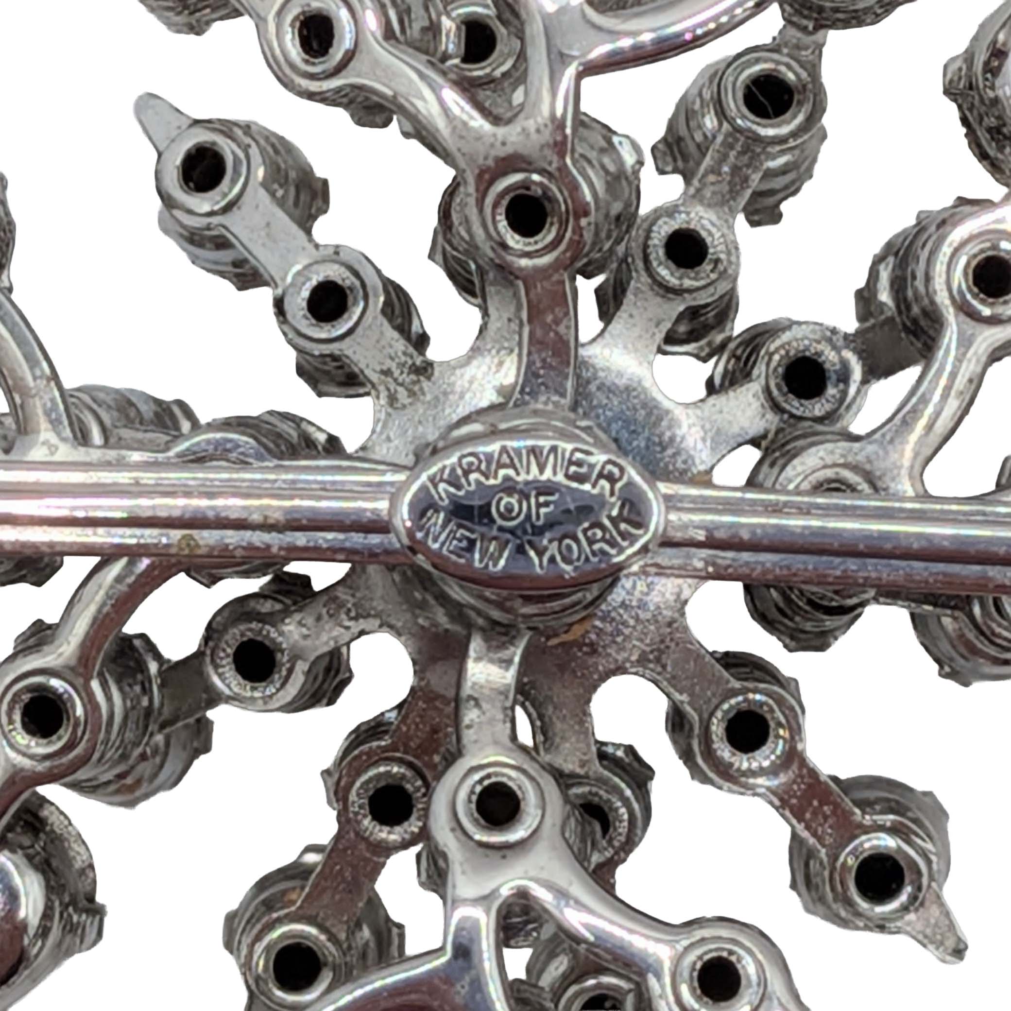Kramer Silver Tone Rhinestone Starburst Brooch