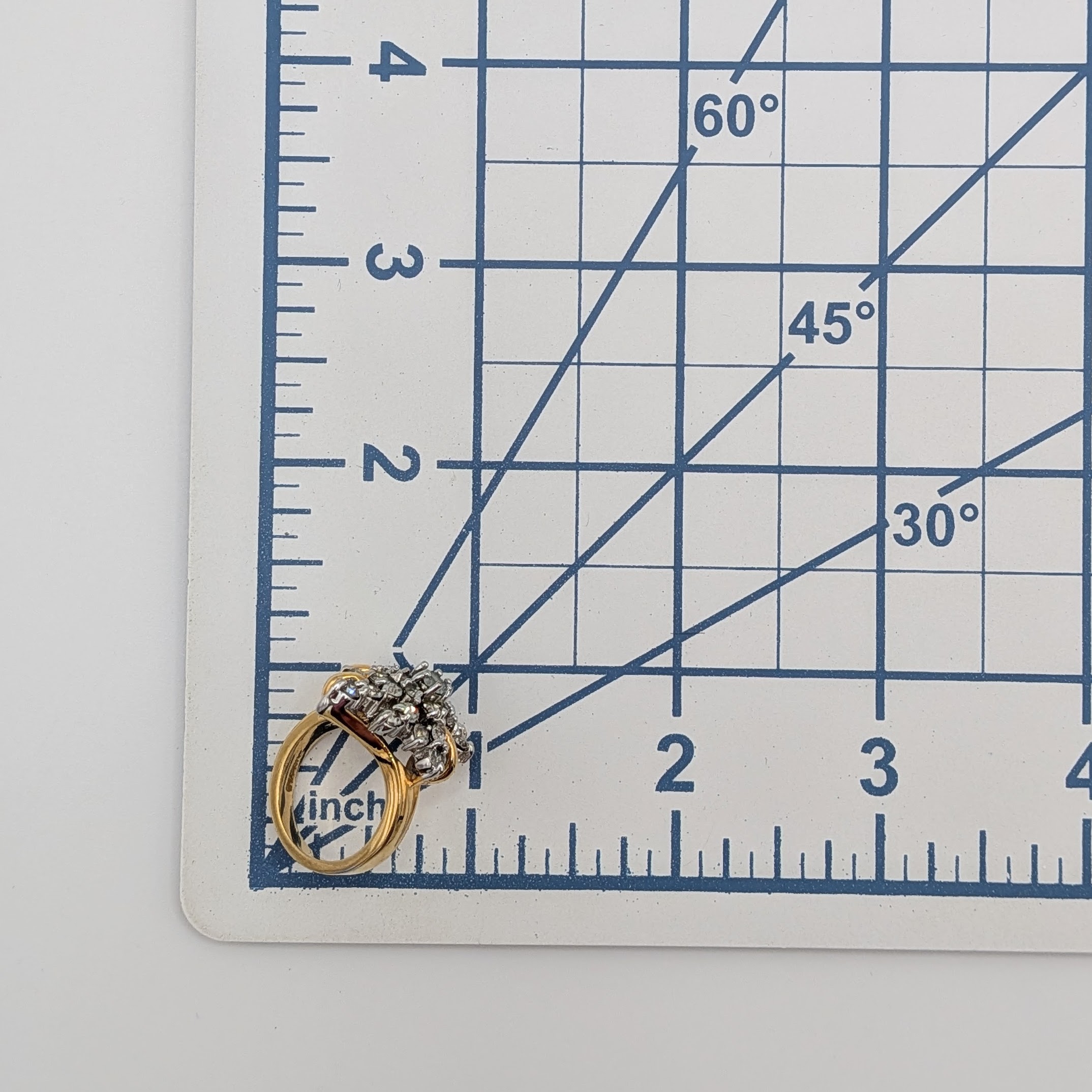 Gold Tone White Rhinestone Cluster Ring Size 6