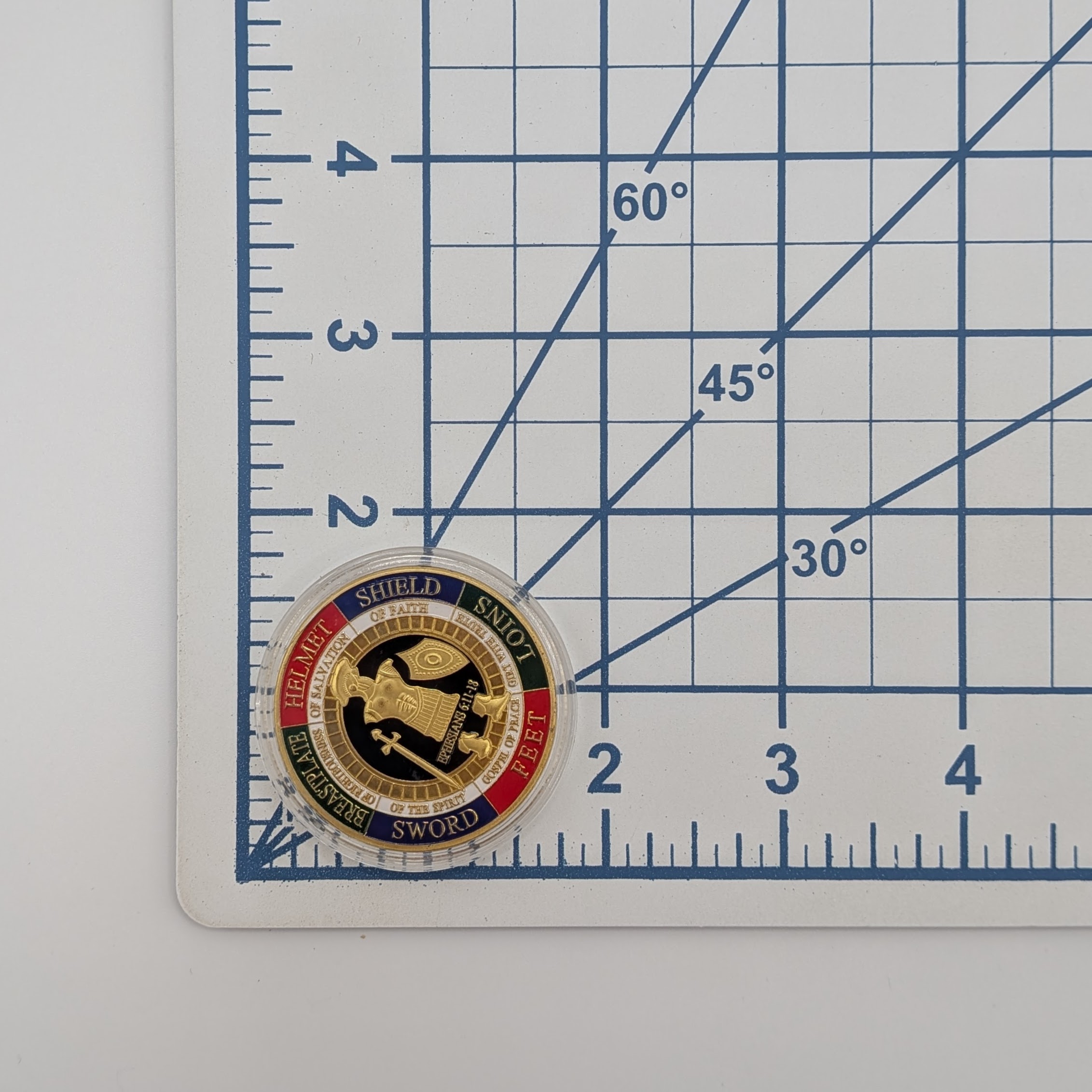 Symbol Arts Gold Plated Bronze Enamel Armor of God Challenge Coin