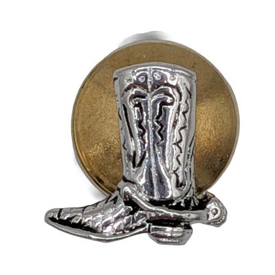 Swank Silver Plated Cowboy Boot Tie Tack Pin. Swank Silver Plated Base Metal Cowboy Boot Tie 