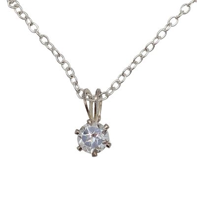 Effy Silver Plated CZ Solitaire Necklace. Effy Silver Plated Metal, CZ Solitaire Pendant 