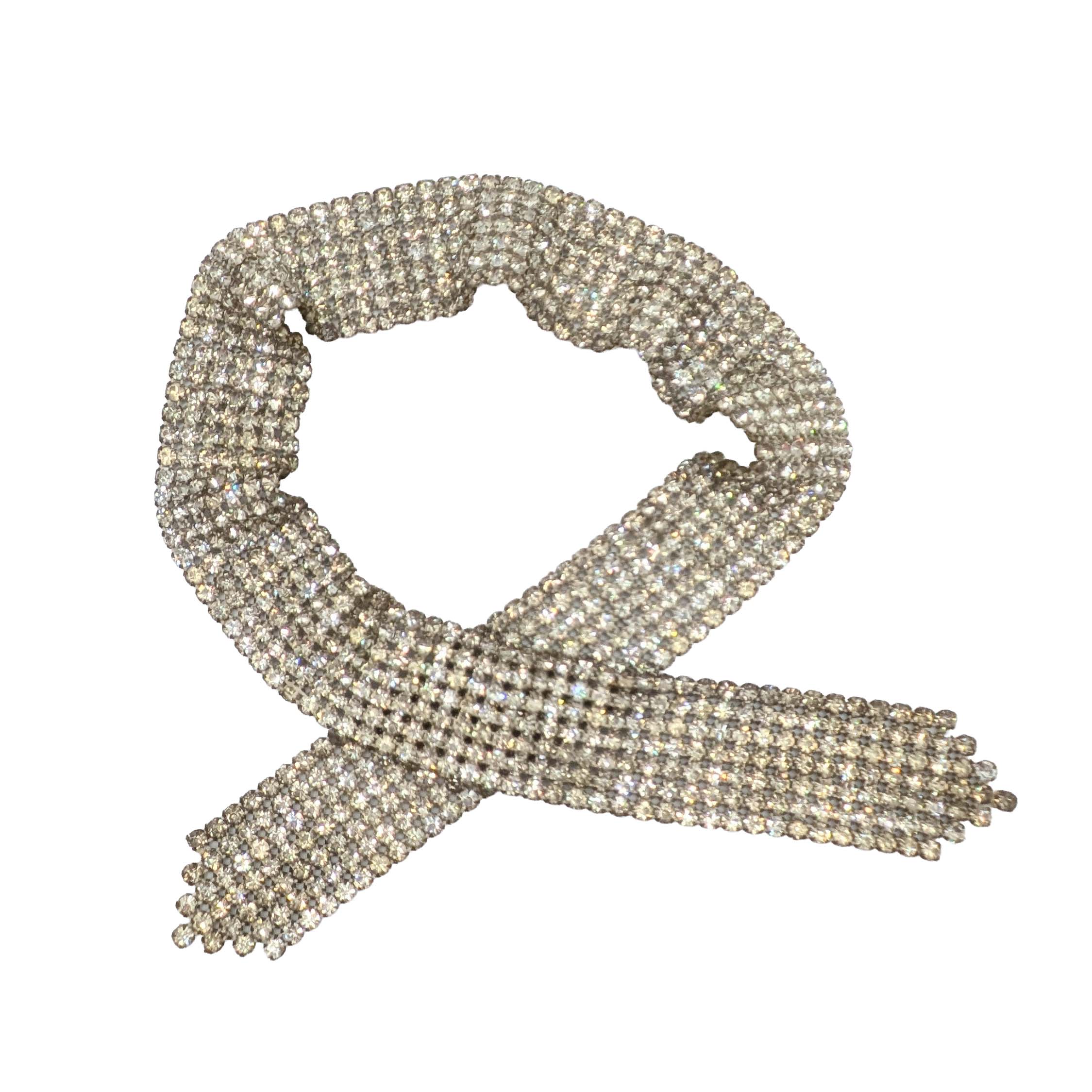 Silver Tone Rhinestone Dress Belt