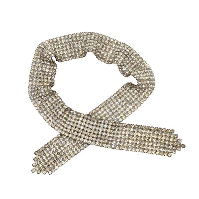 Silver Tone Rhinestone Dress Belt. Silver Tone Metal, Rhinestone Dress Belt. AS IS missing 