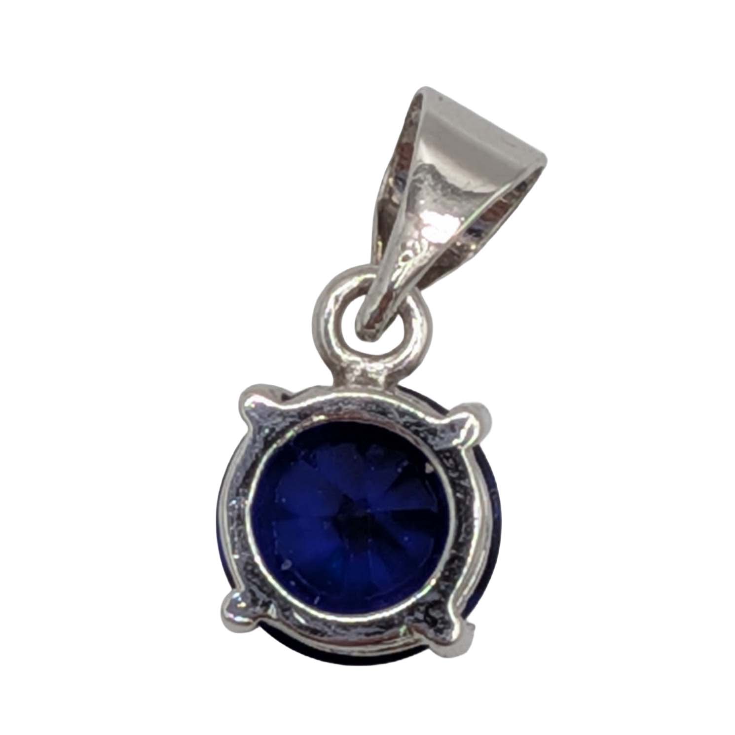 Silver Plated Blue Rhinestone Brilliant Cut Pendant