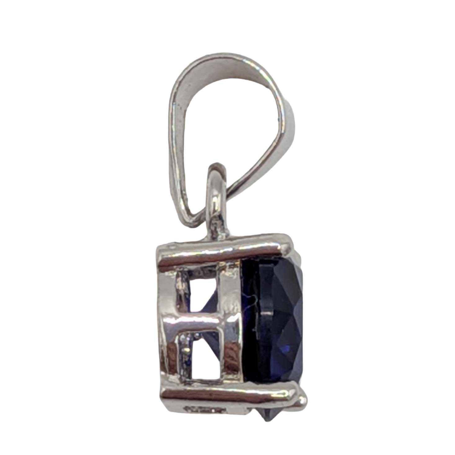 Silver Plated Blue Rhinestone Brilliant Cut Pendant