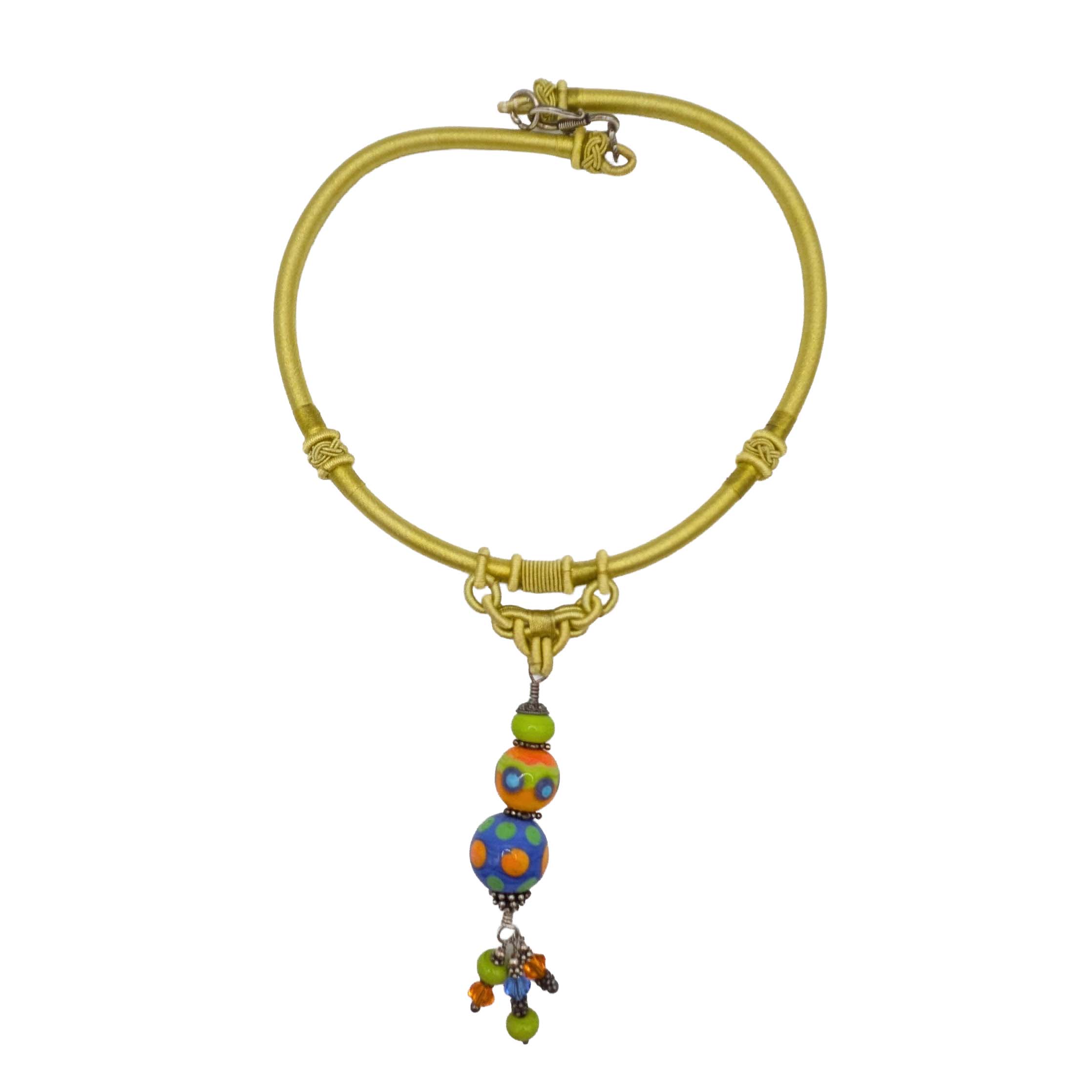 Sterling Silver Millefiori Glass Bead Dangle Necklace