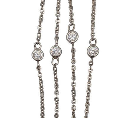 Espo Sterling Silver CZ Segmented Link Necklace. Espo Sterling Silver, CZ Segmented Link 