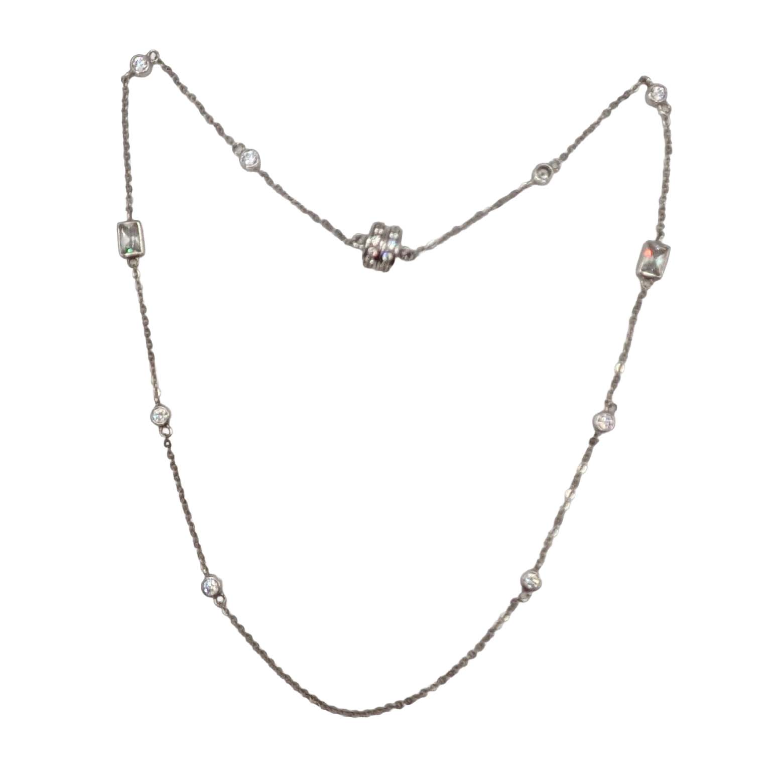 Espo Sterling Silver CZ Segmented Link Necklace