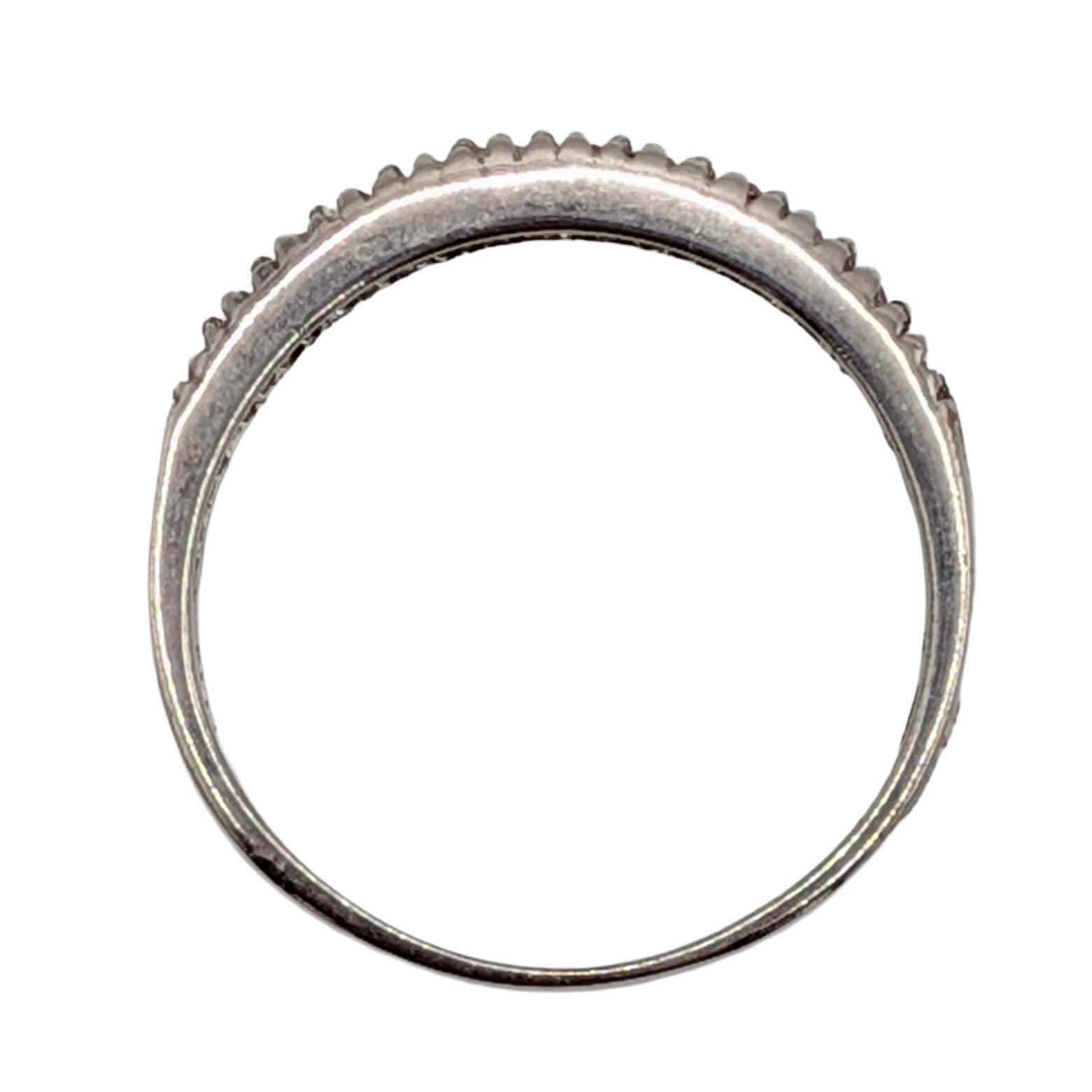 Avon Sterling Silver Pink Rhinestone Half Round Eternity Band Ring Size 8.25