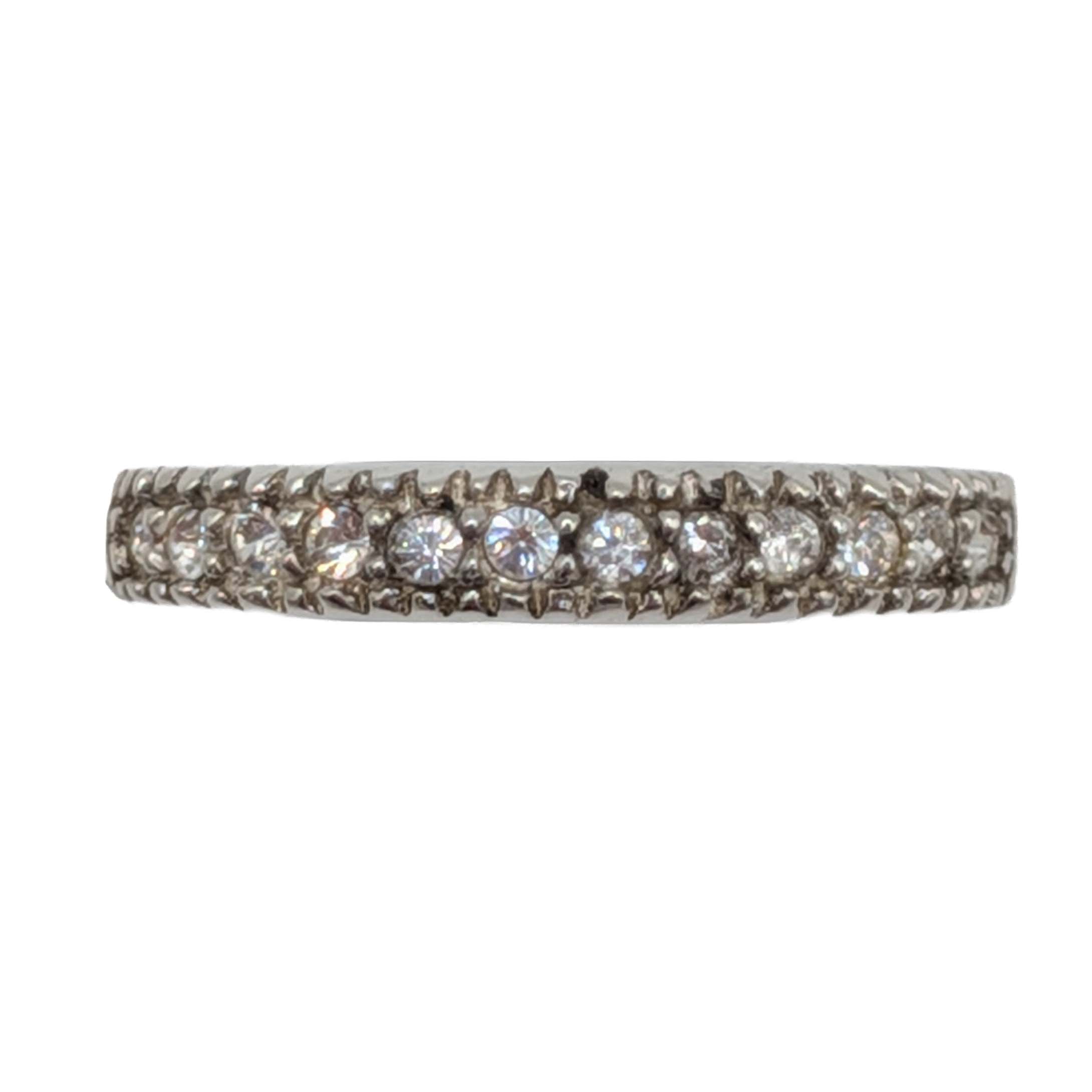 Avon Sterling Silver White Rhinestone Half Round Band Ring Size 8.25