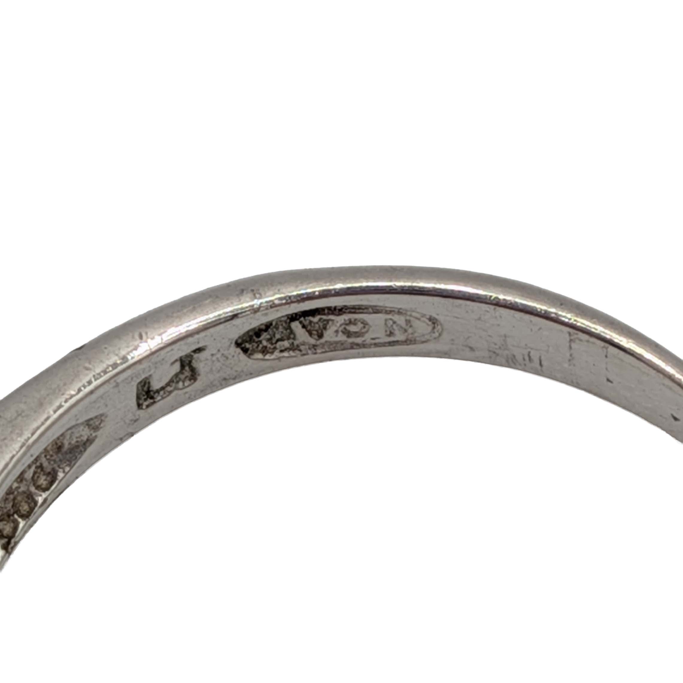 Avon Sterling Silver White Rhinestone Half Round Band Ring Size 8.25