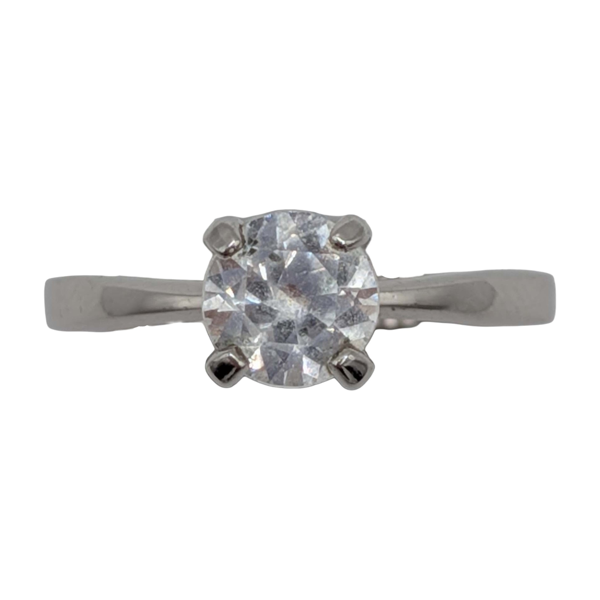 Avon Sterling Silver White Spinel Solitaire Ring Size 6