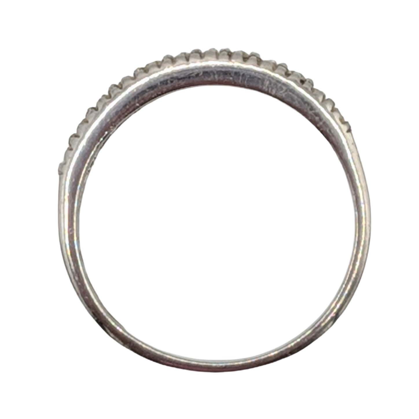 Avon Sterling Silver Yellow Rhinestone Half Round Band Ring Size 8.25