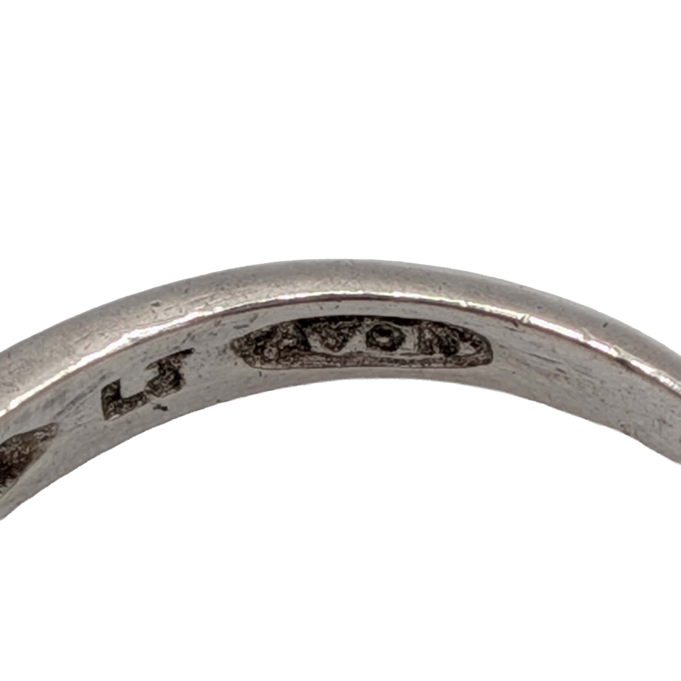 Avon Sterling Silver Yellow Rhinestone Half Round Band Ring Size 8.25