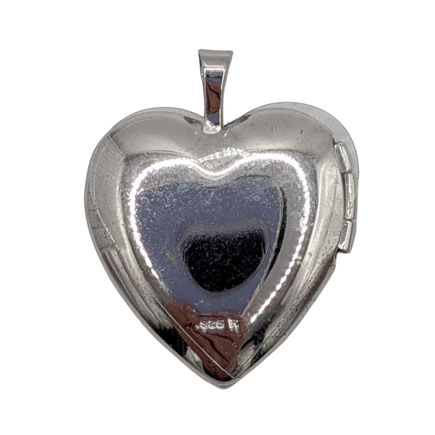 Signed Sterling Silver Textured Heart Locket Pendant