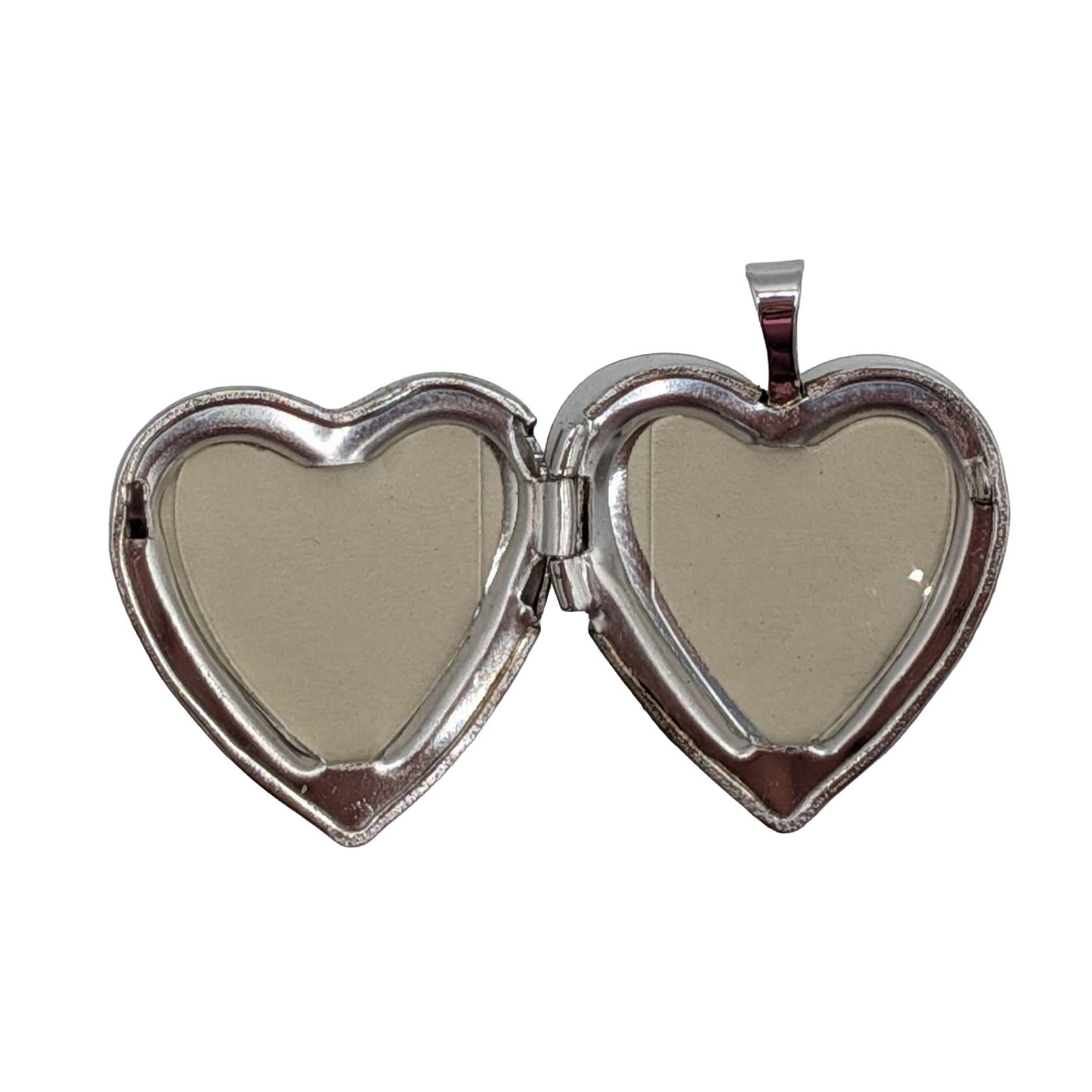 Signed Sterling Silver Textured Heart Locket Pendant