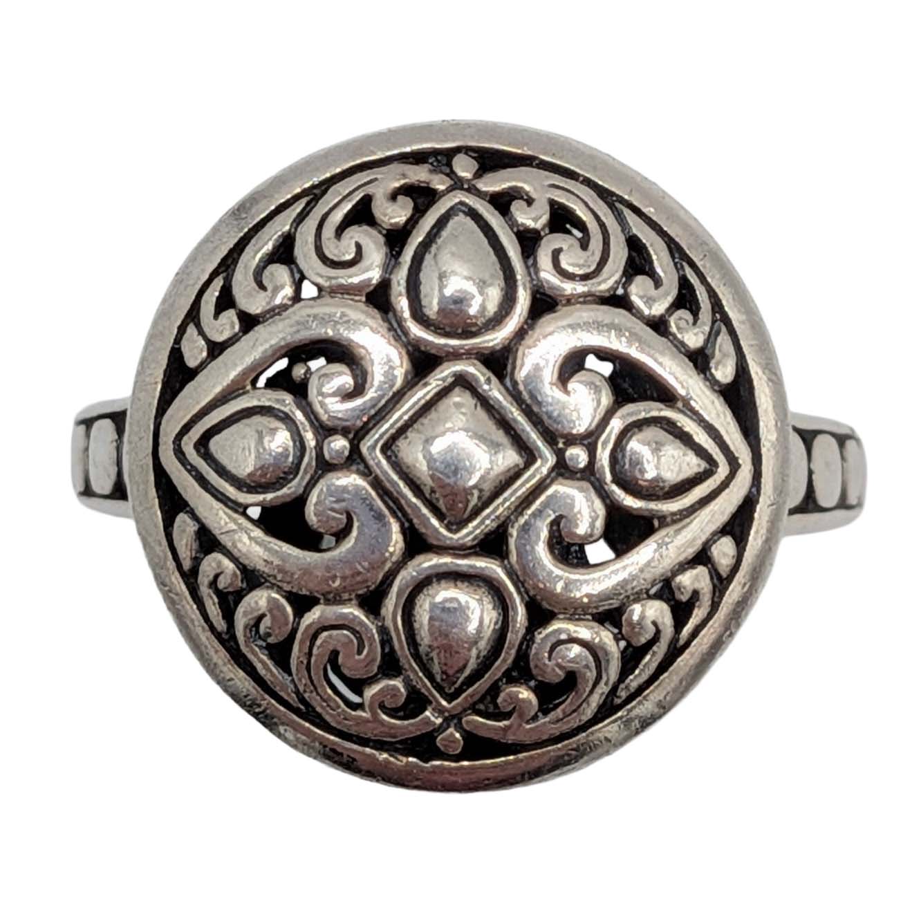 Signed Sterling Silver Open Scrollwork Ring Size 9