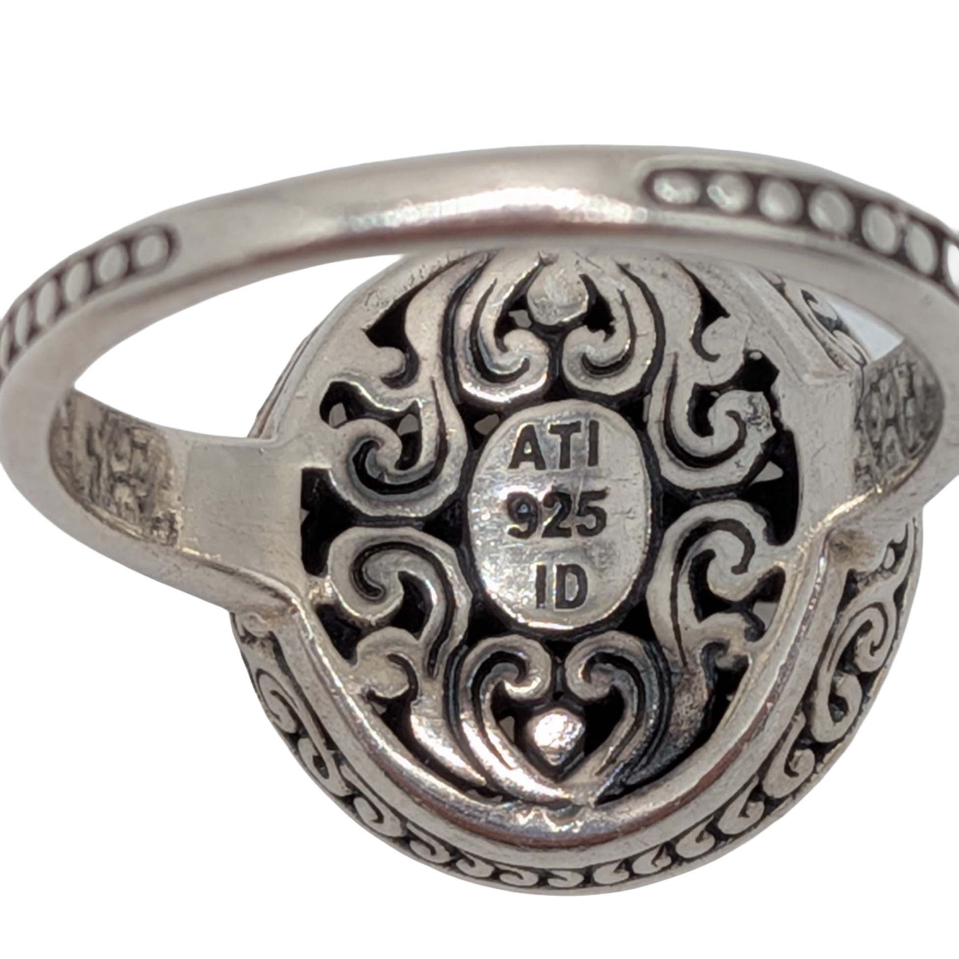 Signed Sterling Silver Open Scrollwork Ring Size 9