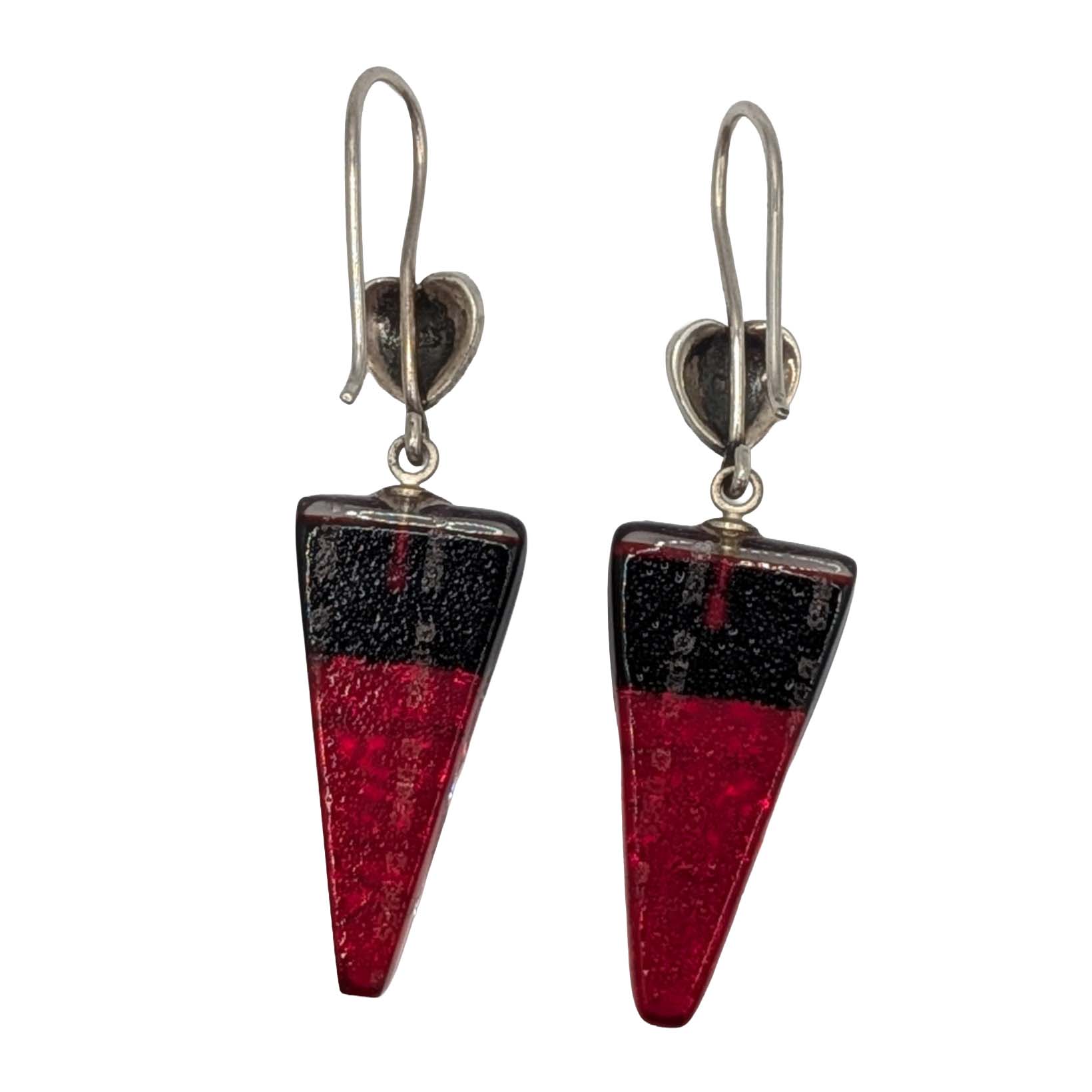 Sterling Silver Marcasite Dichroic Glass Dangle Earrings