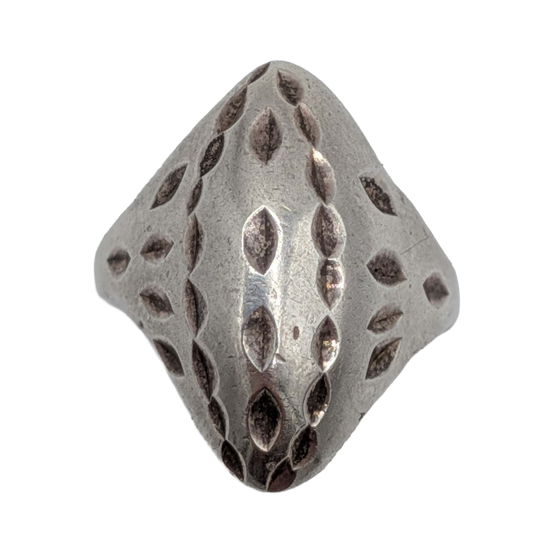 Sterling Silver Textured Shield Ring Size 7